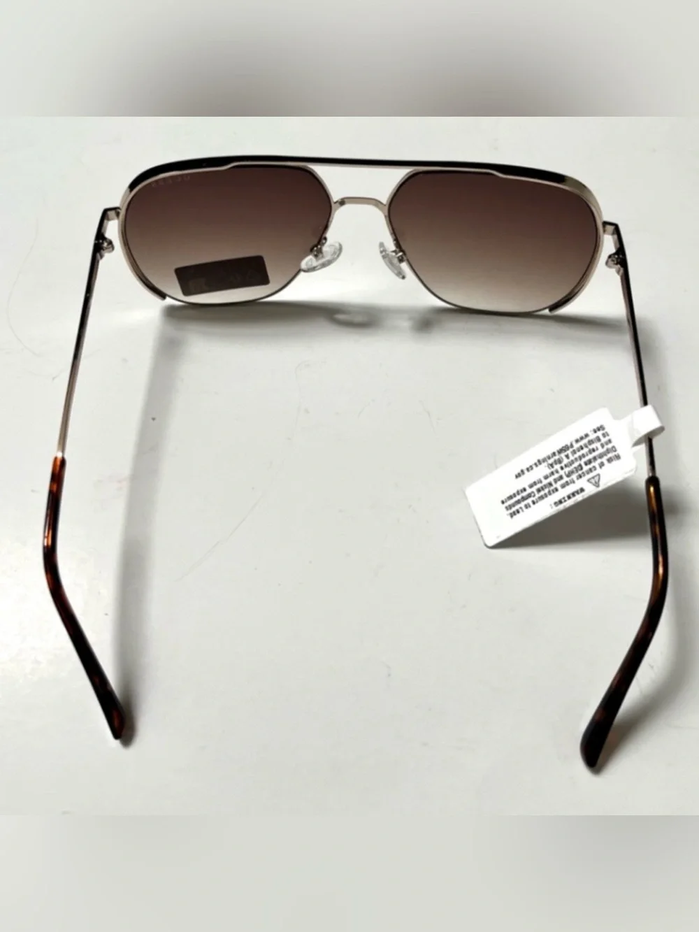 NWT GUESS Double Bridge Aviator Sunglasses G000064 Classic Gold Brown unisex